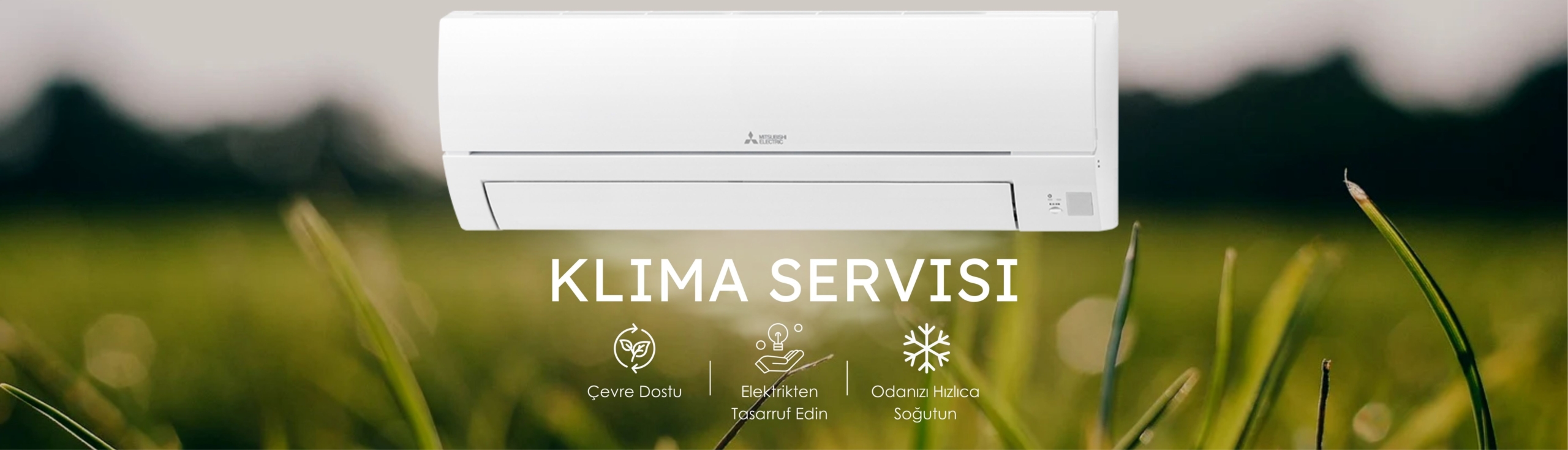 Green White Professional Air Conditioner Promotion Poster (1500 x 430 mm)